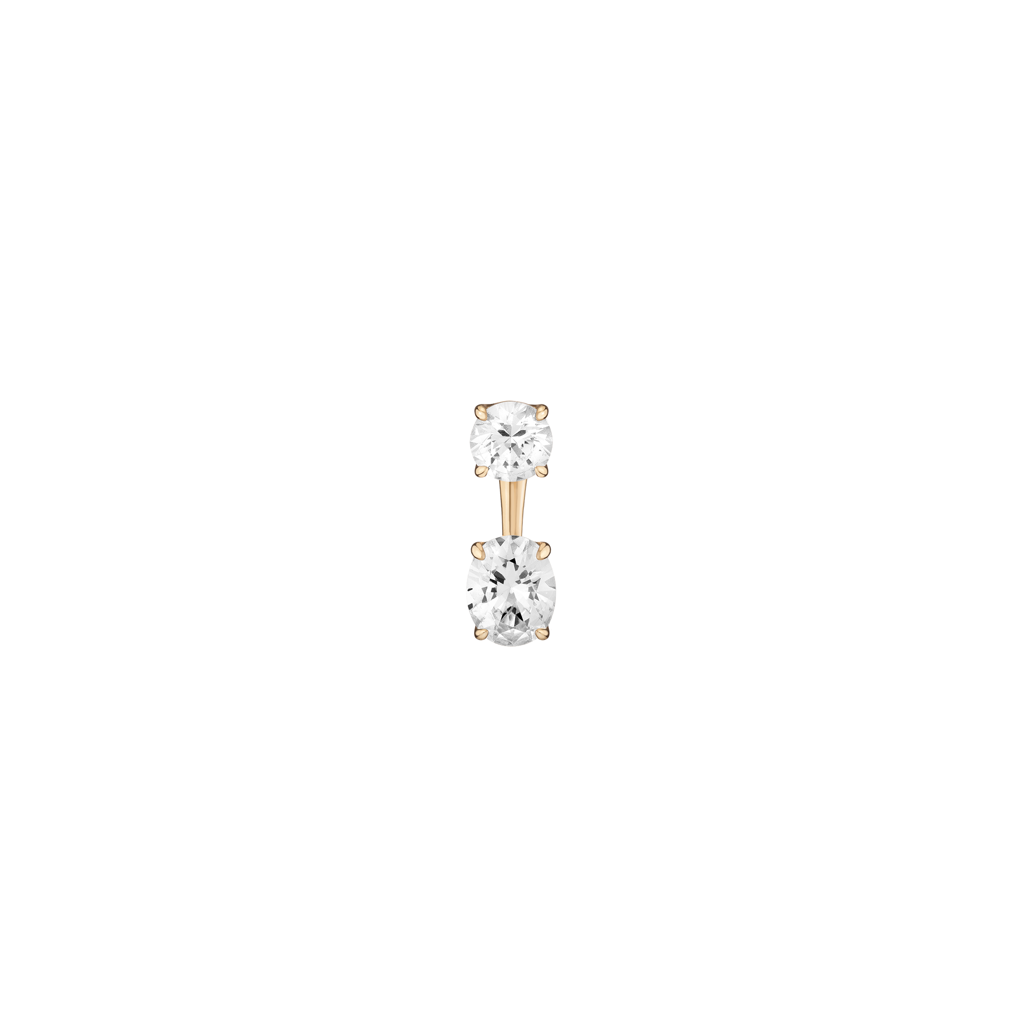 Lab Grown White Sapphire Ear Jacket - Oval Bottom Stone