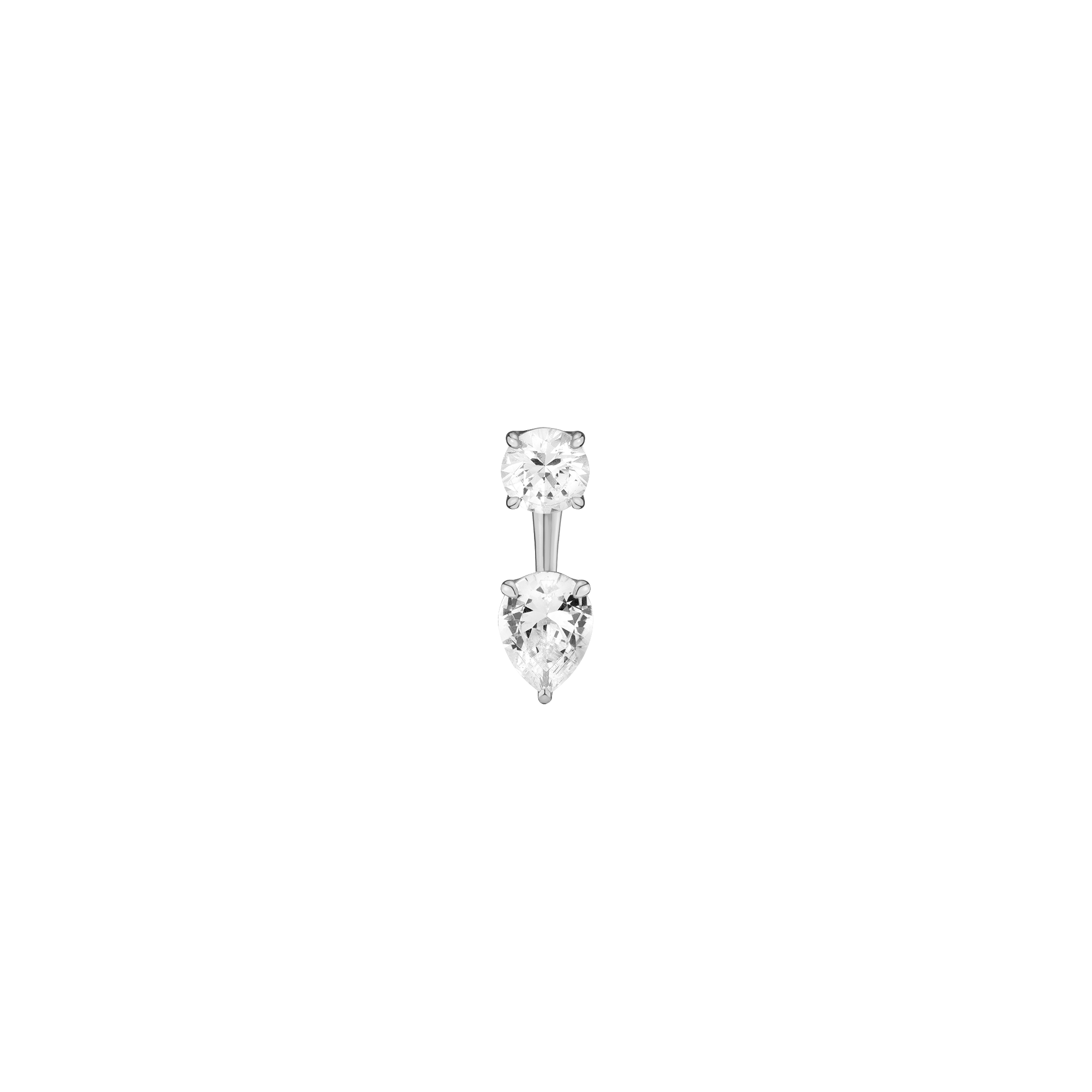 Lab Grown White Sapphire Ear Jacket - Pear Bottom Stone
