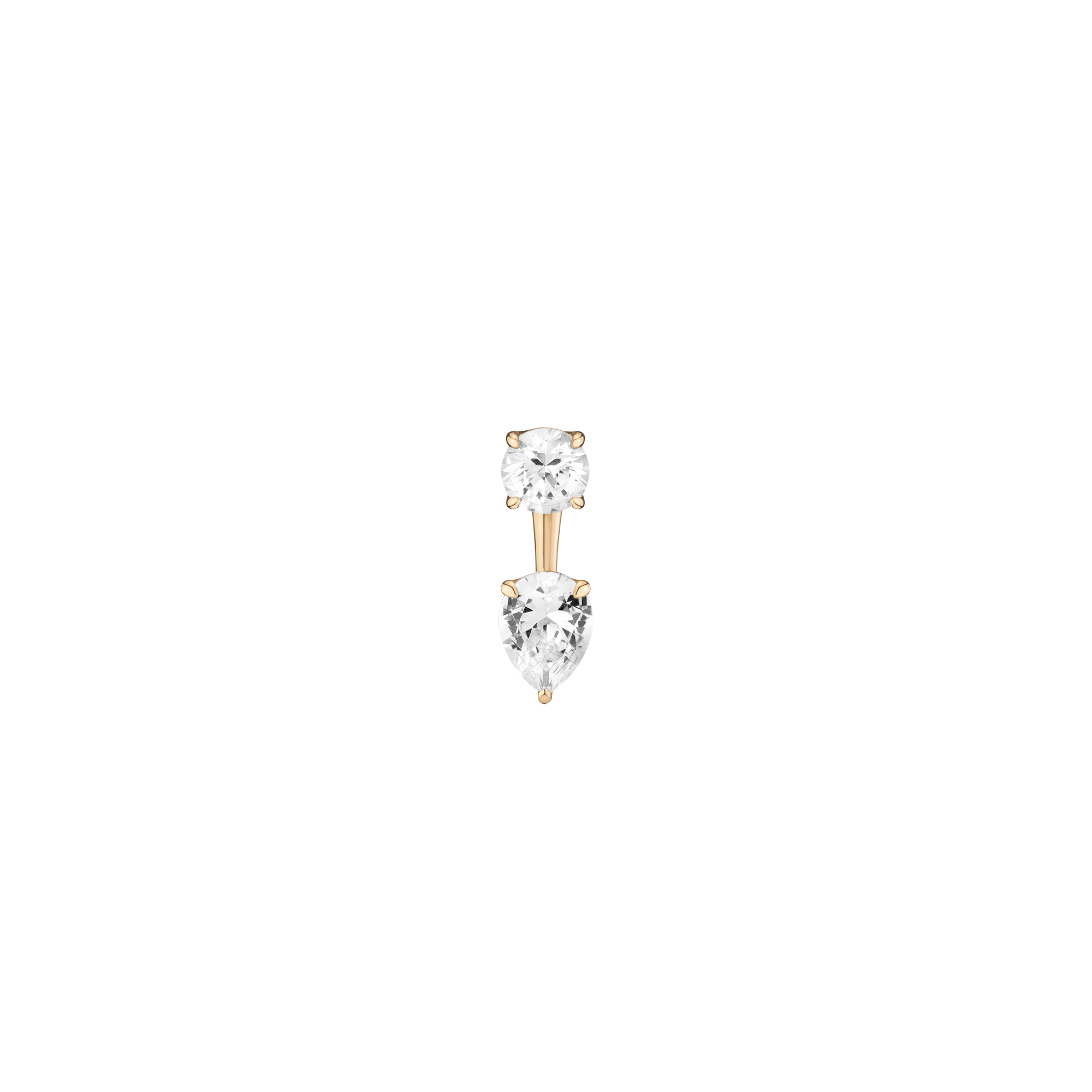 Lab Grown White Sapphire Ear Jacket - Pear Bottom Stone