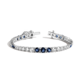 Lab Grown Blue Sapphire and White Sapphire Scalloped Tennis Bracelet