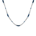 Lab Grown Blue Sapphire and White Sapphire Scalloped Tennis Necklace