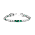 Lab Grown Green Emerald and White Sapphire Scalloped Tennis Bracelet