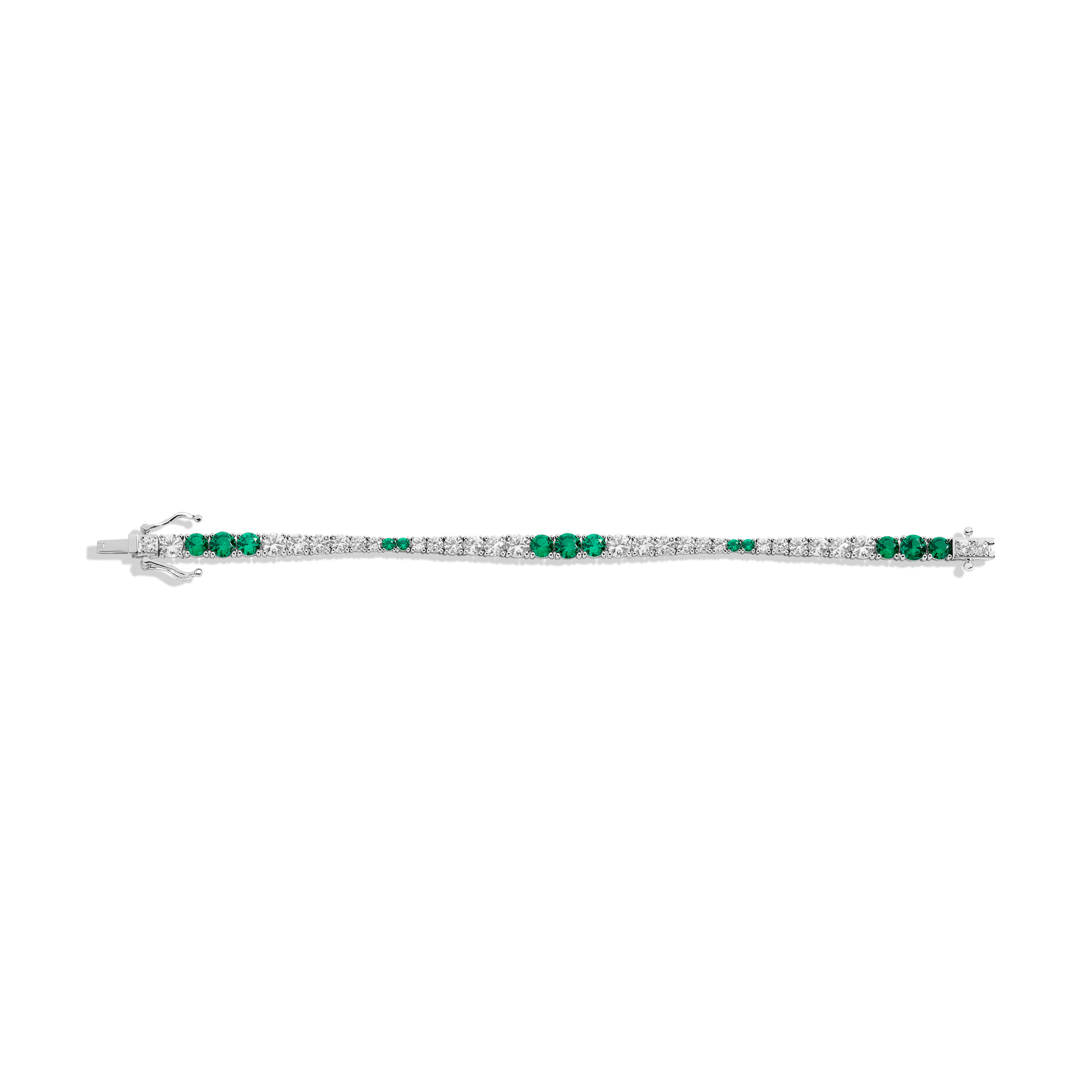 Lab Grown Green Emerald and White Sapphire Scalloped Tennis Bracelet