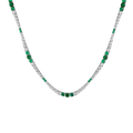 Lab Grown Green Emerald and White Sapphire Scalloped Tennis Necklace