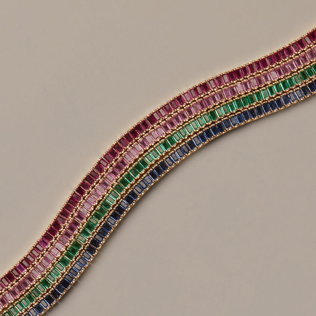 Lab Grown Pink Sapphire Baguette Tennis Necklace