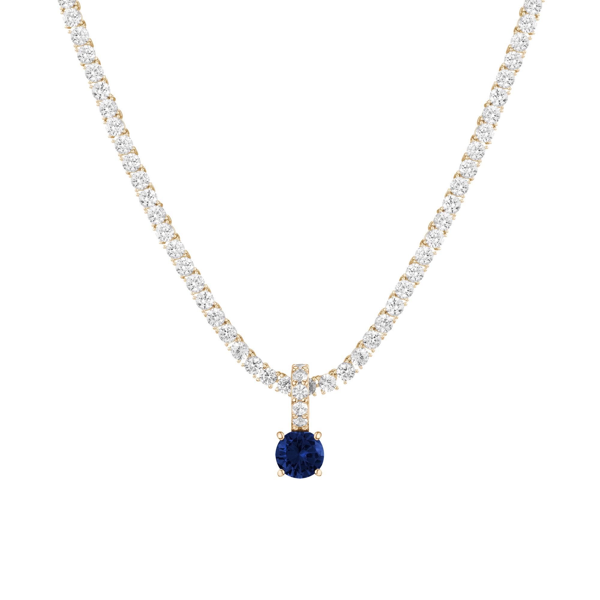 Round Cut Tennis Charm Pendant