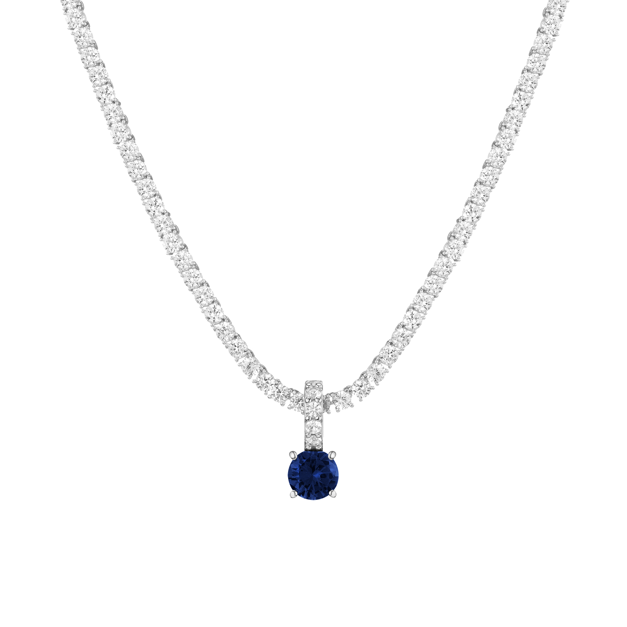 Round Cut Tennis Charm Pendant