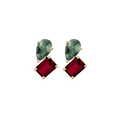 Toi et Moi Gemstone Heirloom Earring - Garnet & Green Tourmaline