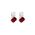 Toi et Moi Gemstone Heirloom Earring - Garnet & White Topaz