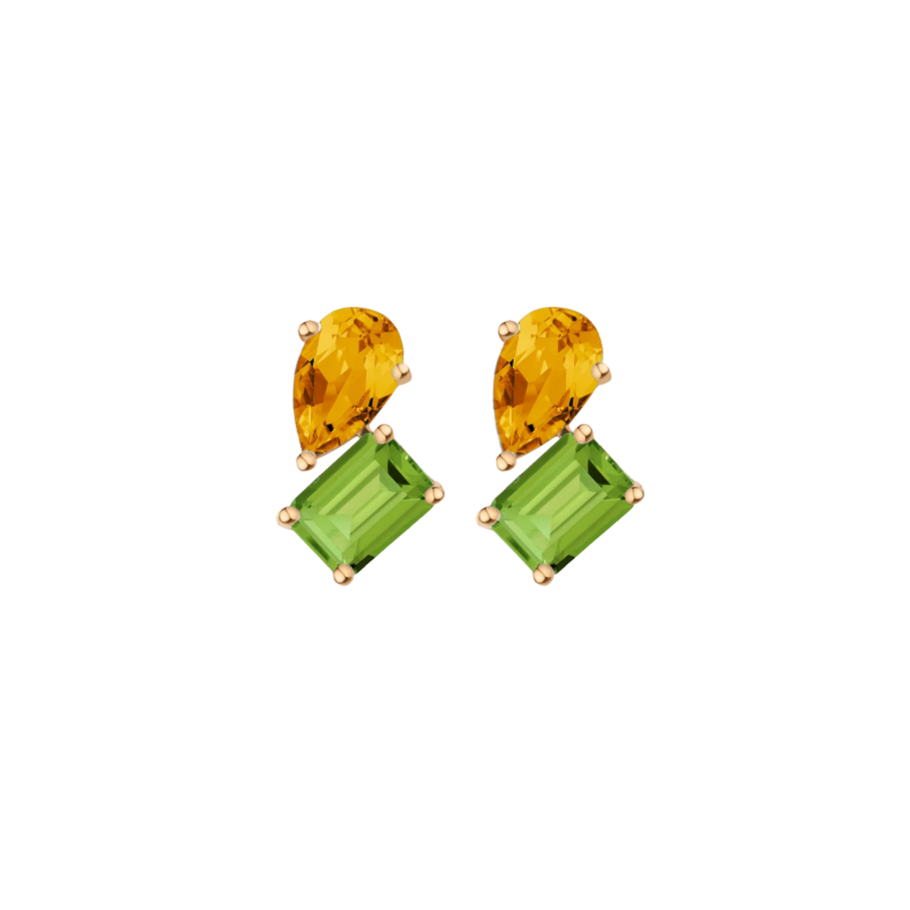 Toi et Moi Gemstone Heirloom Earring - Peridot & Citrine