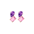 Toi et Moi Gemstone Heirloom Earring - Pink Tourmaline & Amethyst
