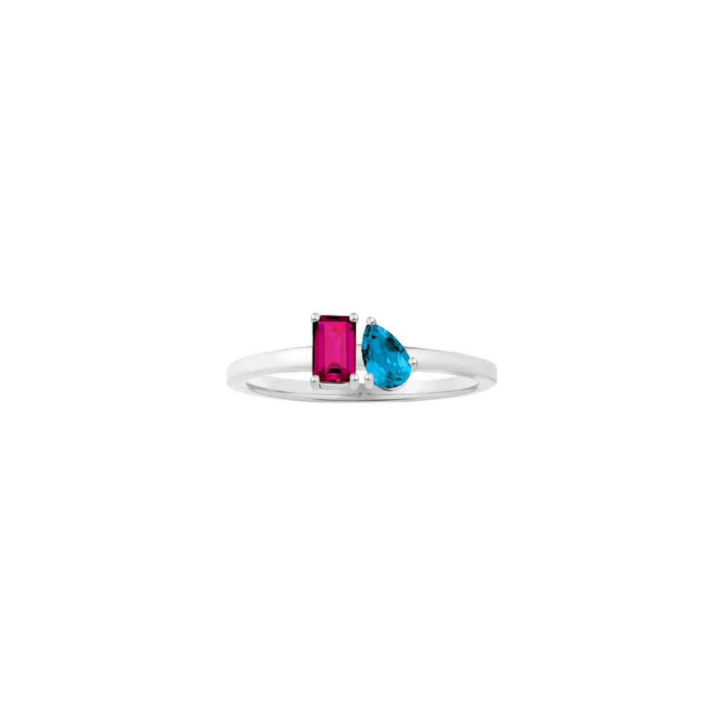 Toi et Moi Gemstone Mini Classic Ring  - Red Ruby & London Blue Topaz