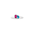 Toi et Moi Gemstone Mini Classic Ring  - Red Ruby & London Blue Topaz