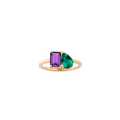 Toi et Moi Gemstone Classic Ring  - Purple Amethyst & Green Emerald