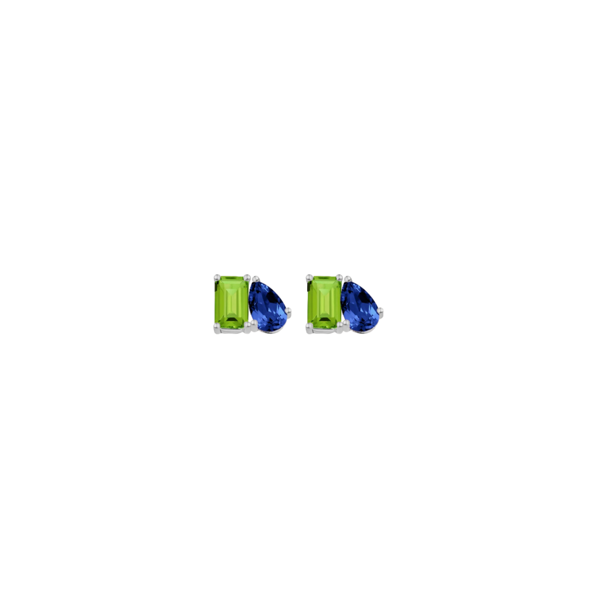 Toi et Moi Gemstone Mini Classic Earring - Peridot & Blue Sapphire