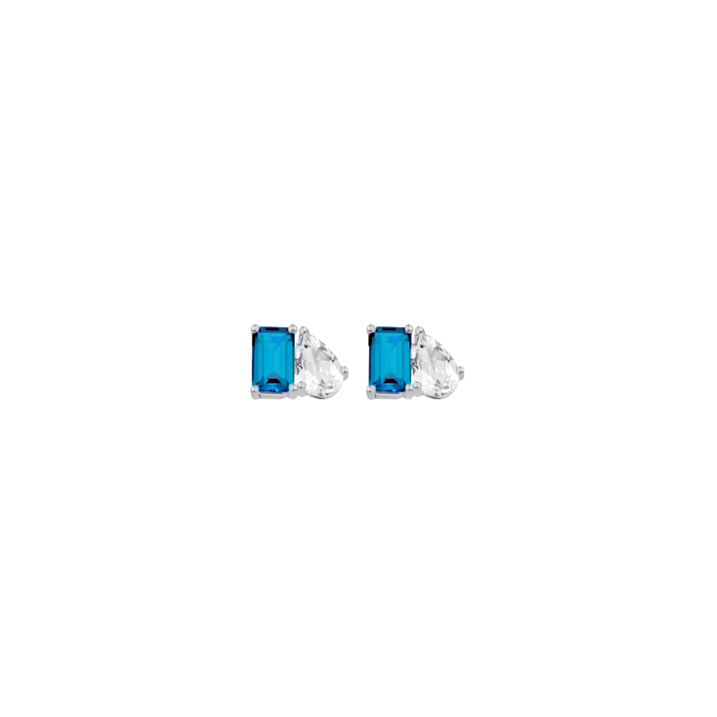 Toi et Moi Gemstone Mini Classic Earring - London Blue Topaz & White Topaz