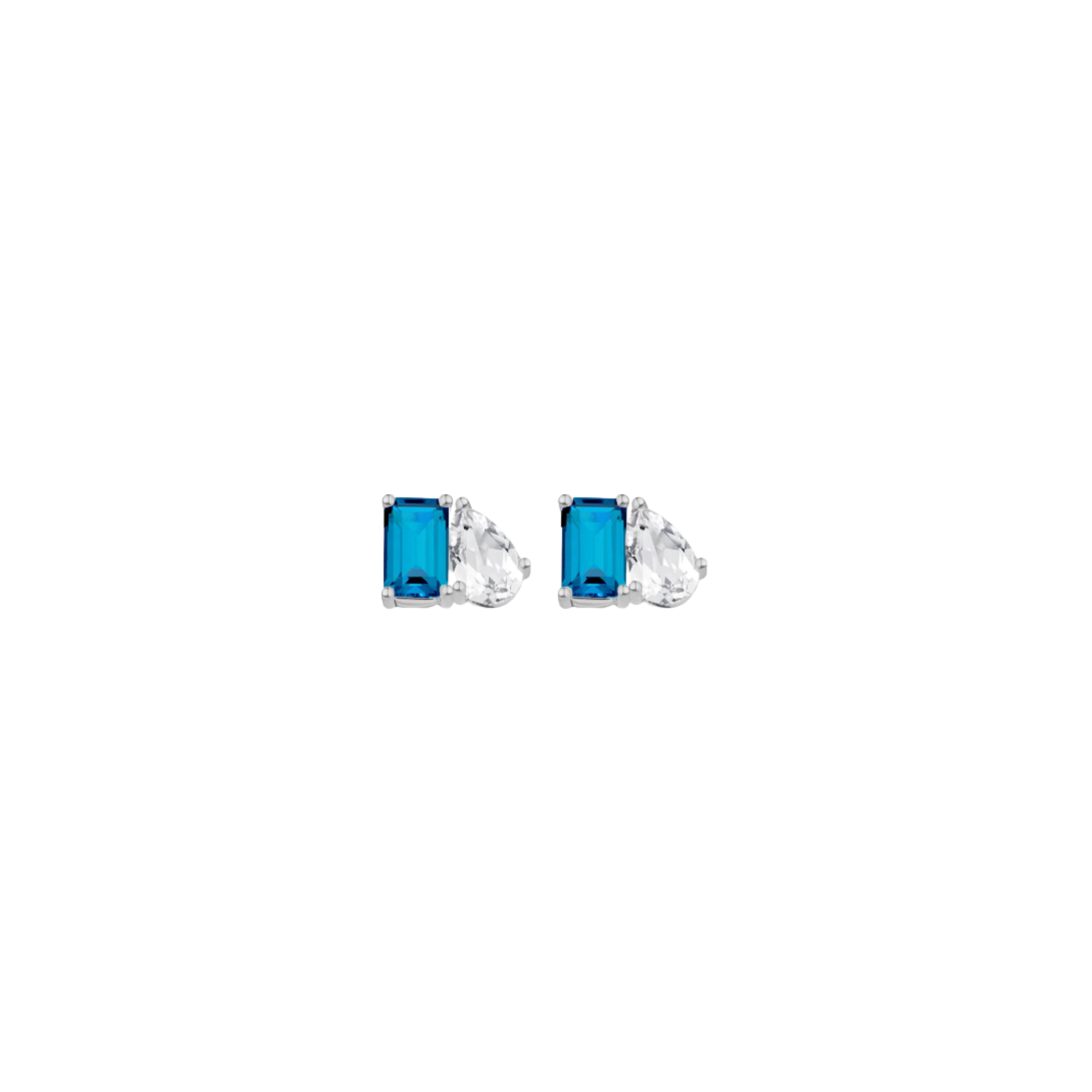 Toi et Moi Gemstone Mini Classic Earring - London Blue Topaz & White Topaz