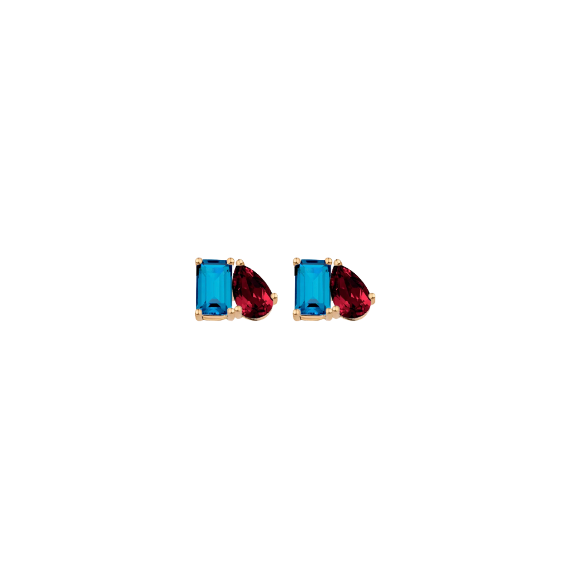 Toi et Moi Gemstone Mini Classic Earring - London Blue Topaz & Garnet