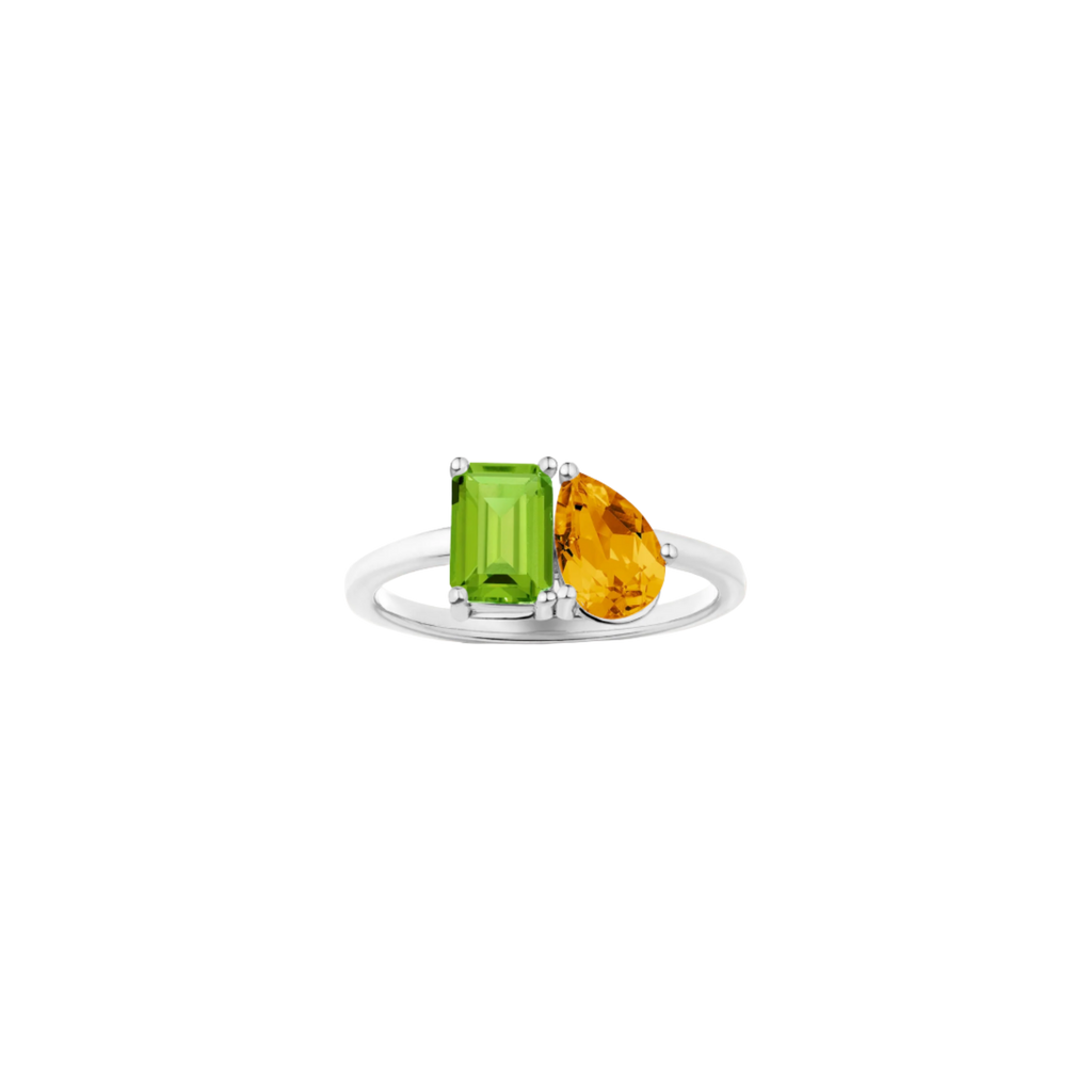 Toi et Moi Gemstone Classic Ring - Peridot & Citrine