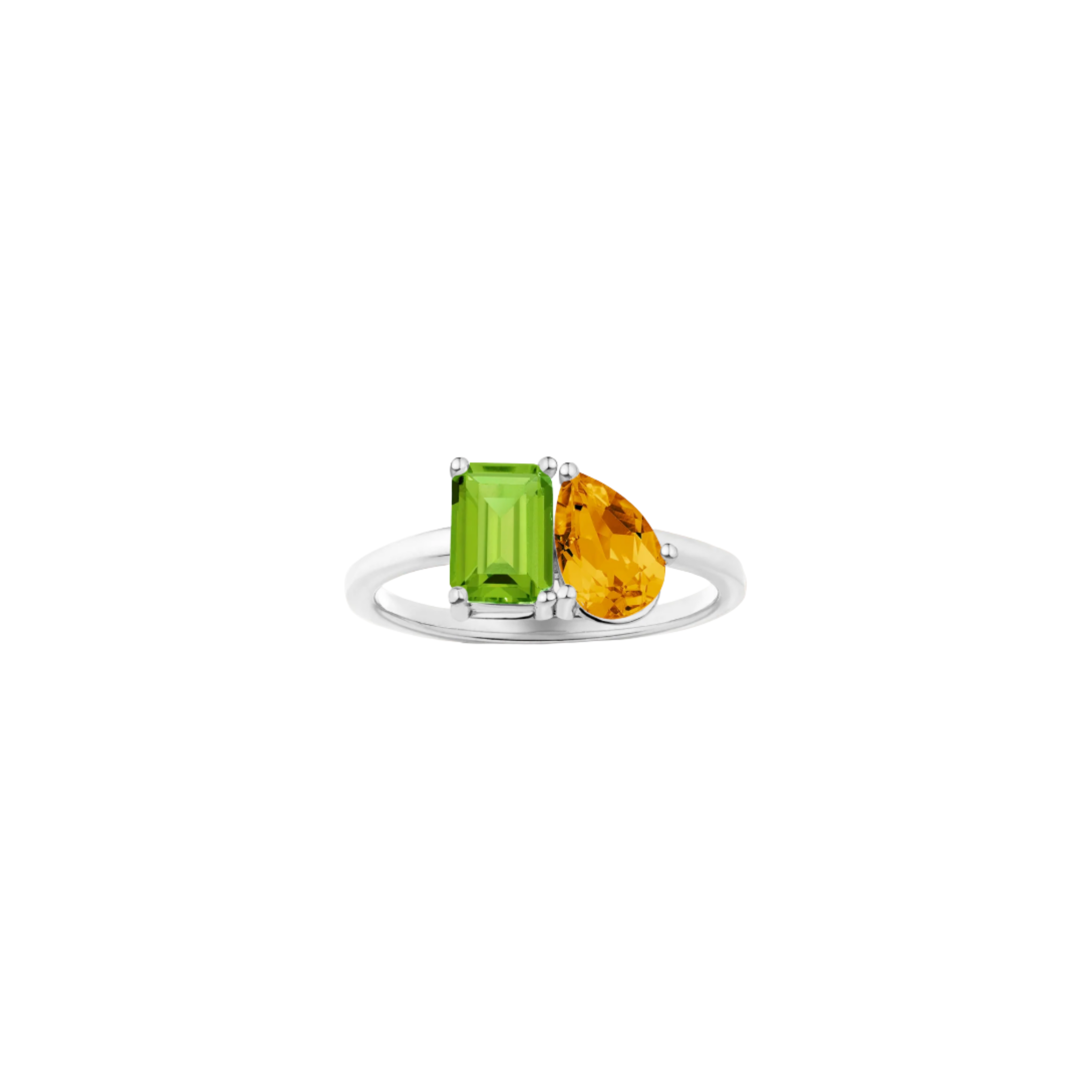 Toi et Moi Gemstone Classic Ring - Peridot & Citrine