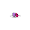 Toi et Moi Gemstone Classic Ring - Amethyst & Red Ruby