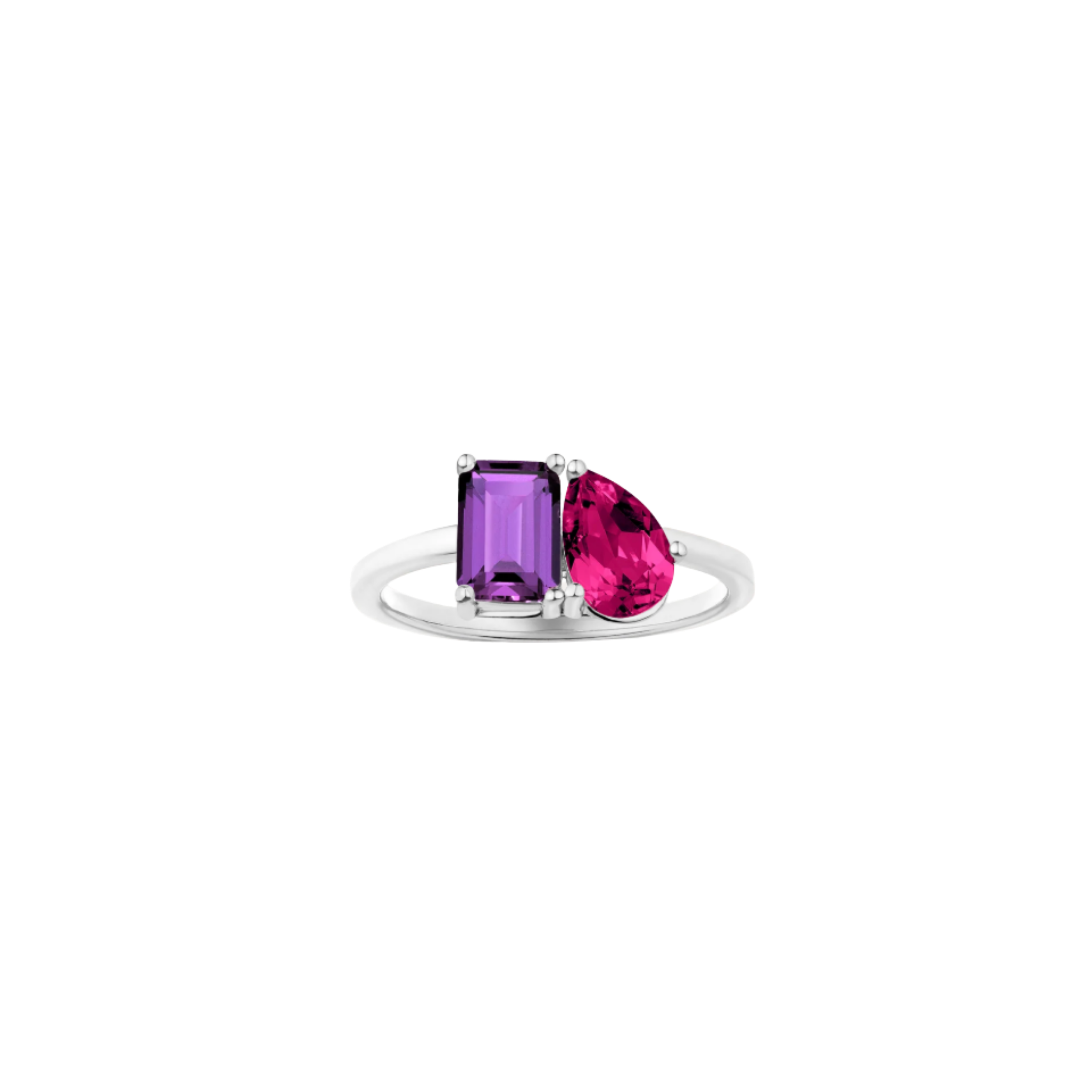 Toi et Moi Gemstone Classic Ring - Amethyst & Red Ruby