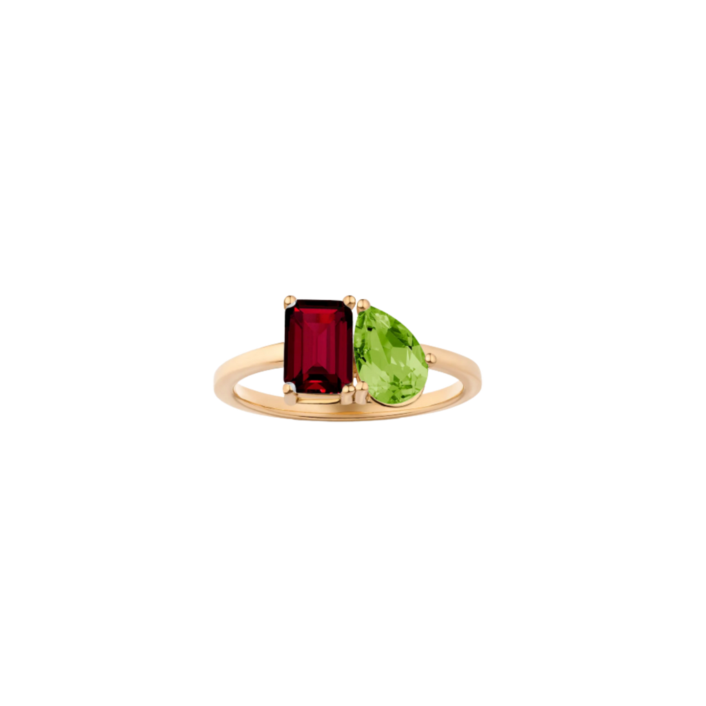 Toi et Moi Gemstone Classic Ring - Garnet & Peridot