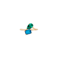 Toi et Moi Gemstone Heirloom Ring - London Blue Topaz & Green Emerald