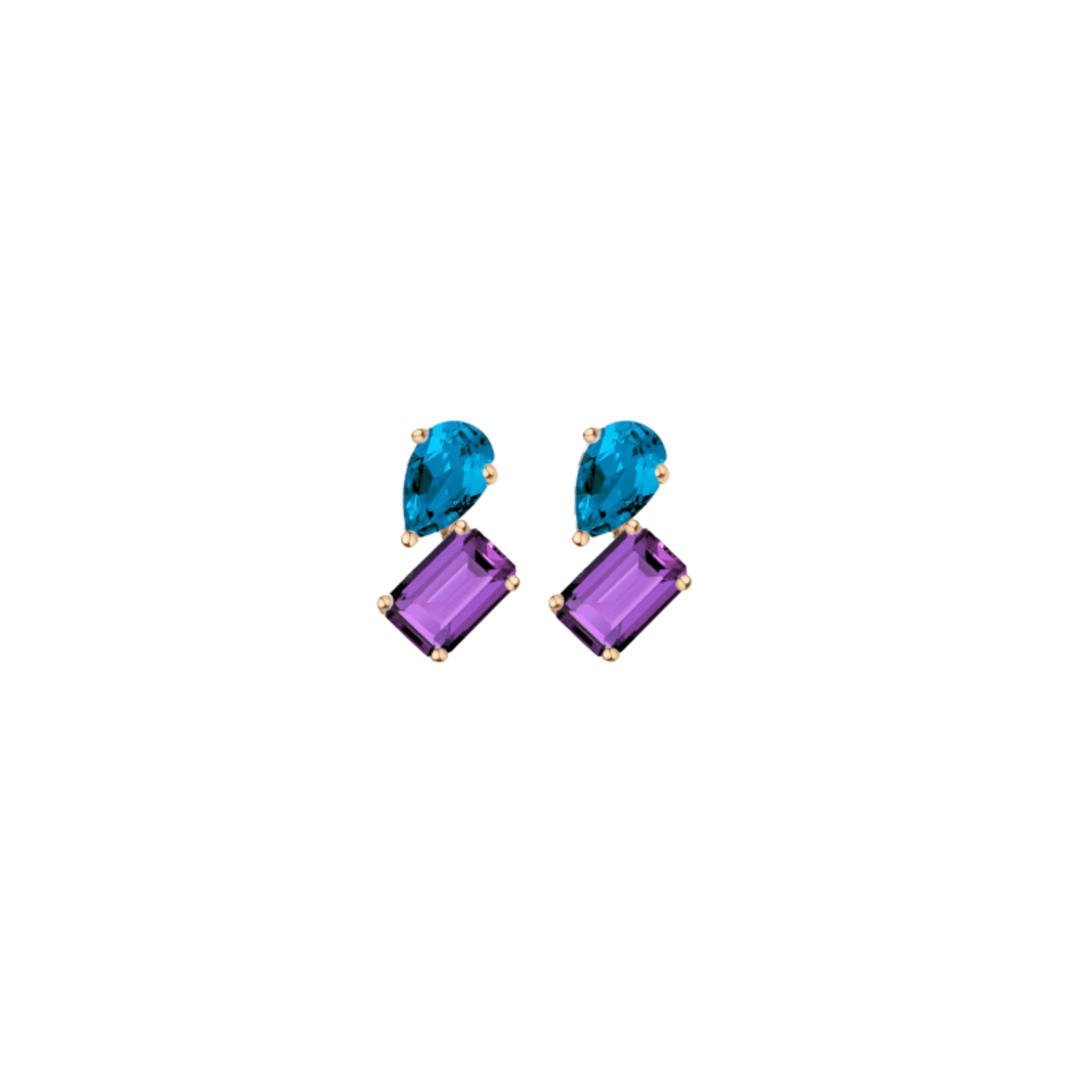 Toi et Moi Gemstone Mini Heirloom Earring - Amethyst & London Blue Topaz