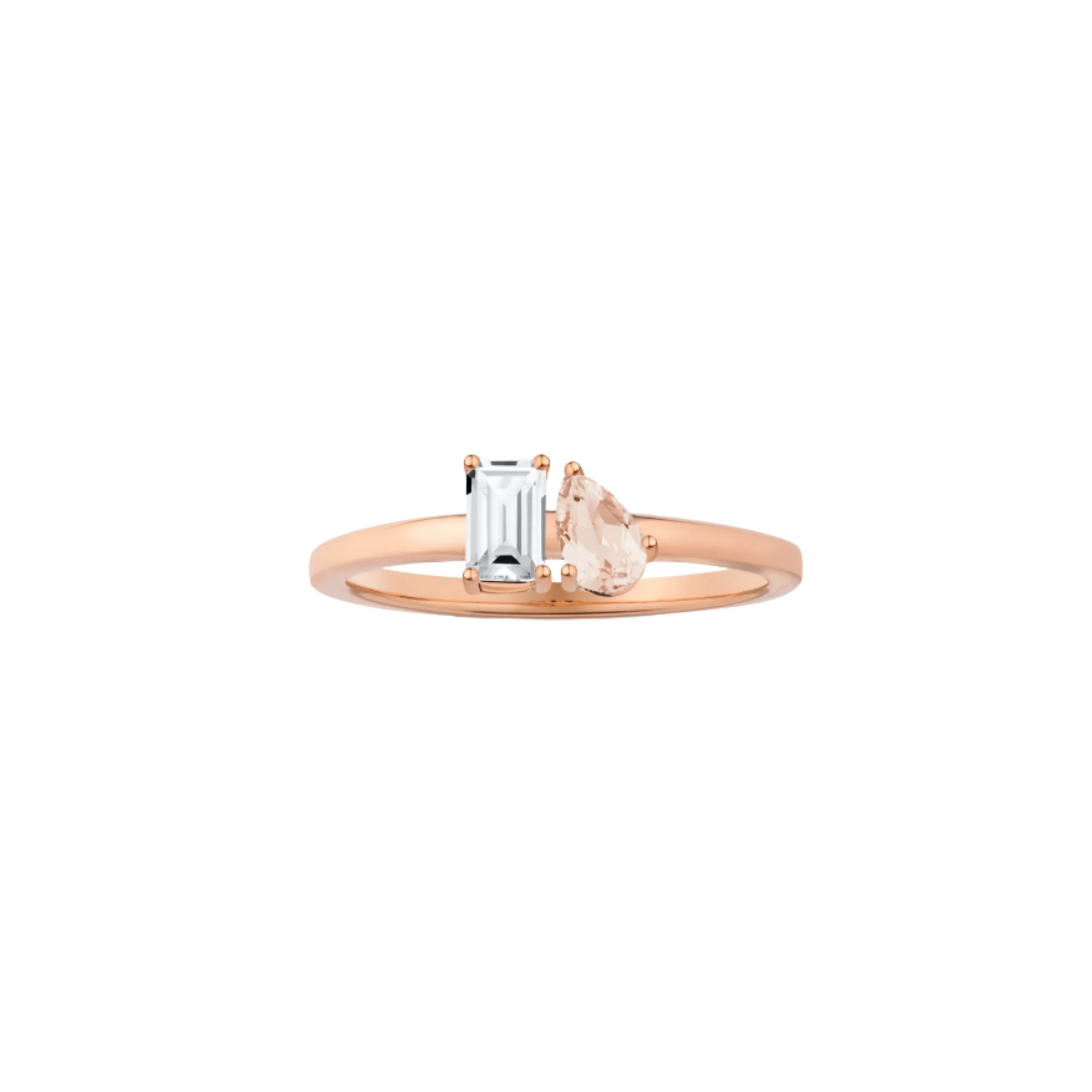 Toi et Moi Gemstone Mini Classic Ring - White Topaz & Morganite