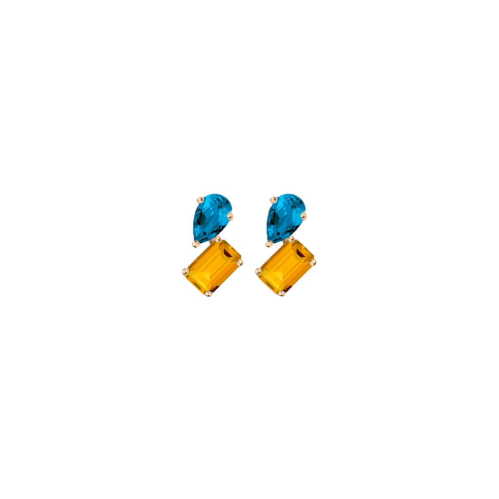 Toi et Moi Gemstone Mini Heirloom Earring - Citrine & London Blue Topaz