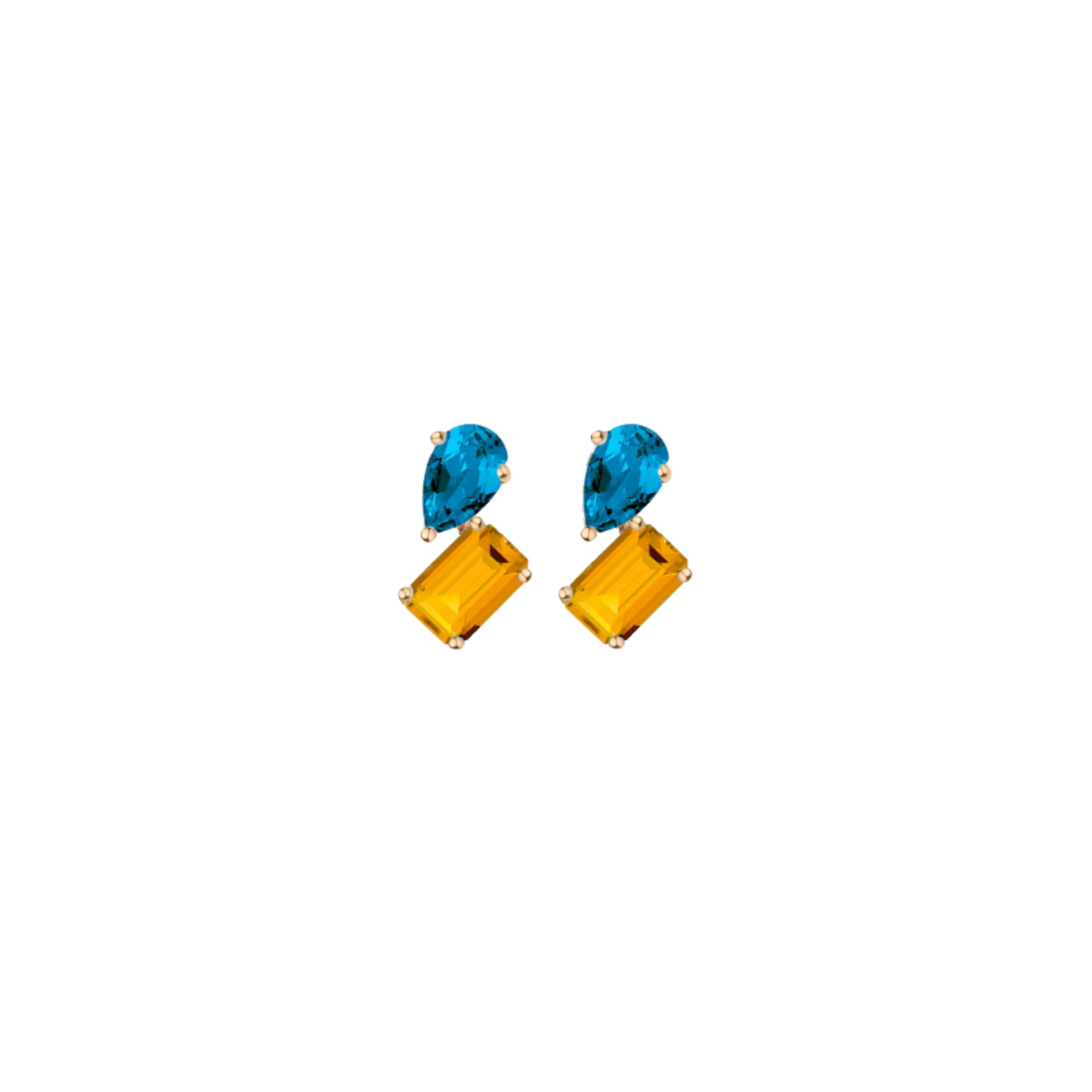 Toi et Moi Gemstone Mini Heirloom Earring - Citrine & London Blue Topaz