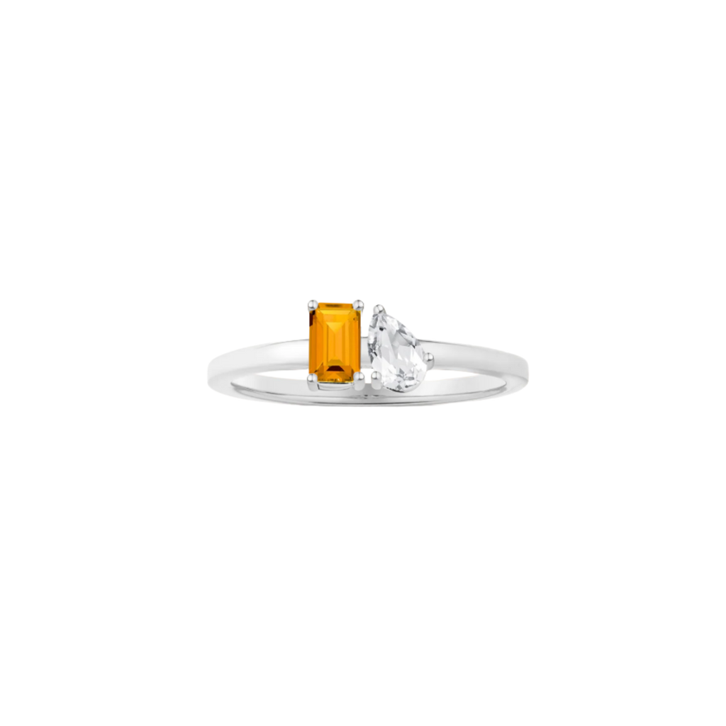 Toi et Moi Gemstone Mini Classic Ring - Citrine & White Topaz