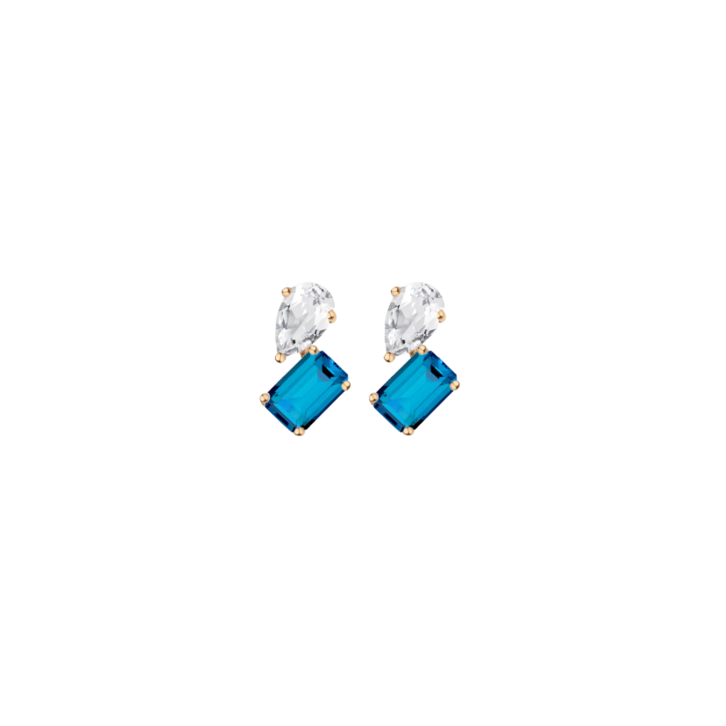 Toi et Moi Gemstone Mini Heirloom Earring - London Blue Topaz & White Topaz