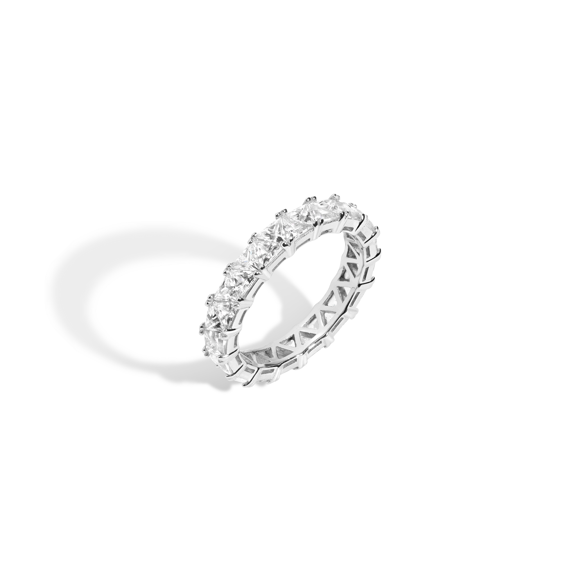 Lab Grown White Sapphire Trillion Eternity Ring