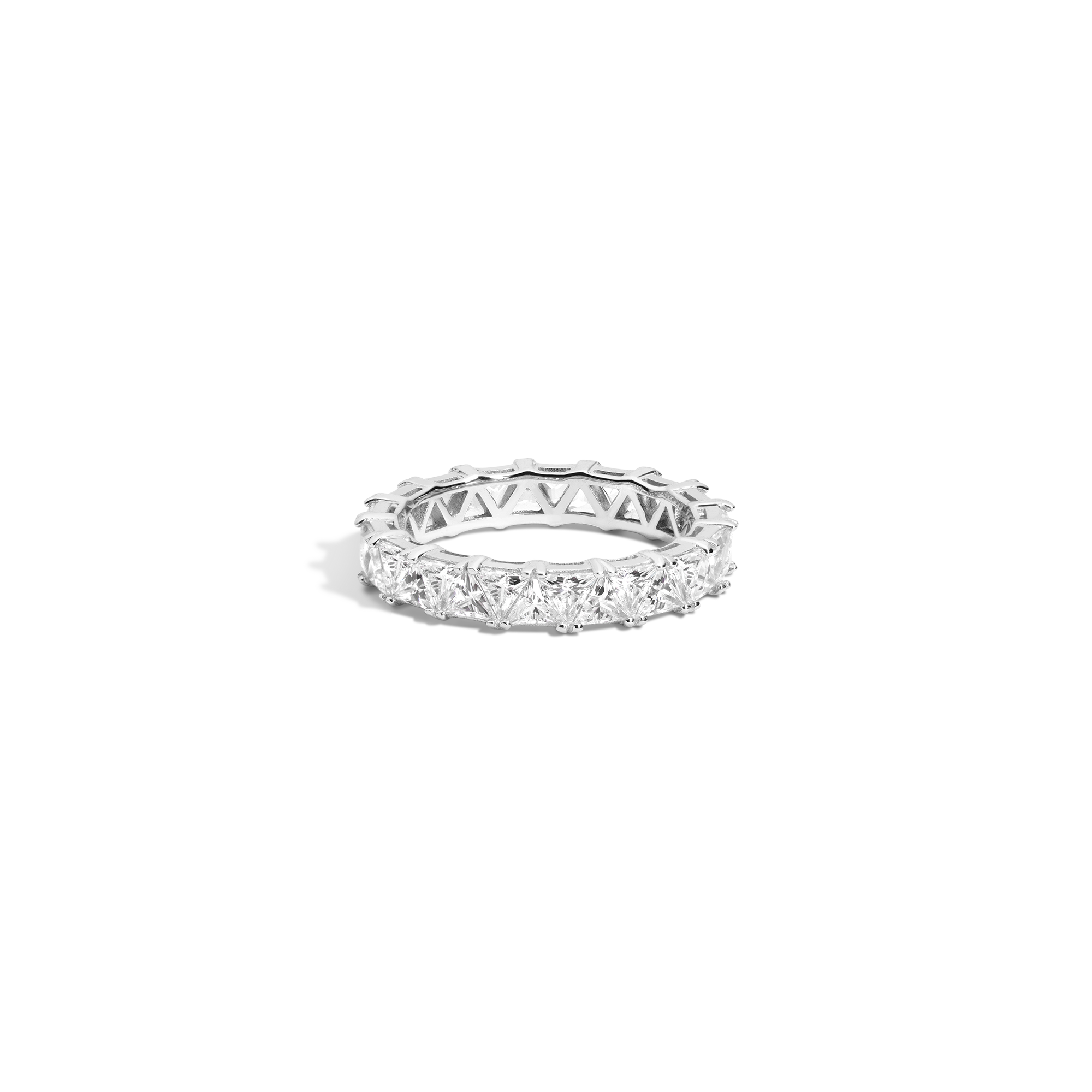 Lab Grown White Sapphire Trillion Eternity Ring
