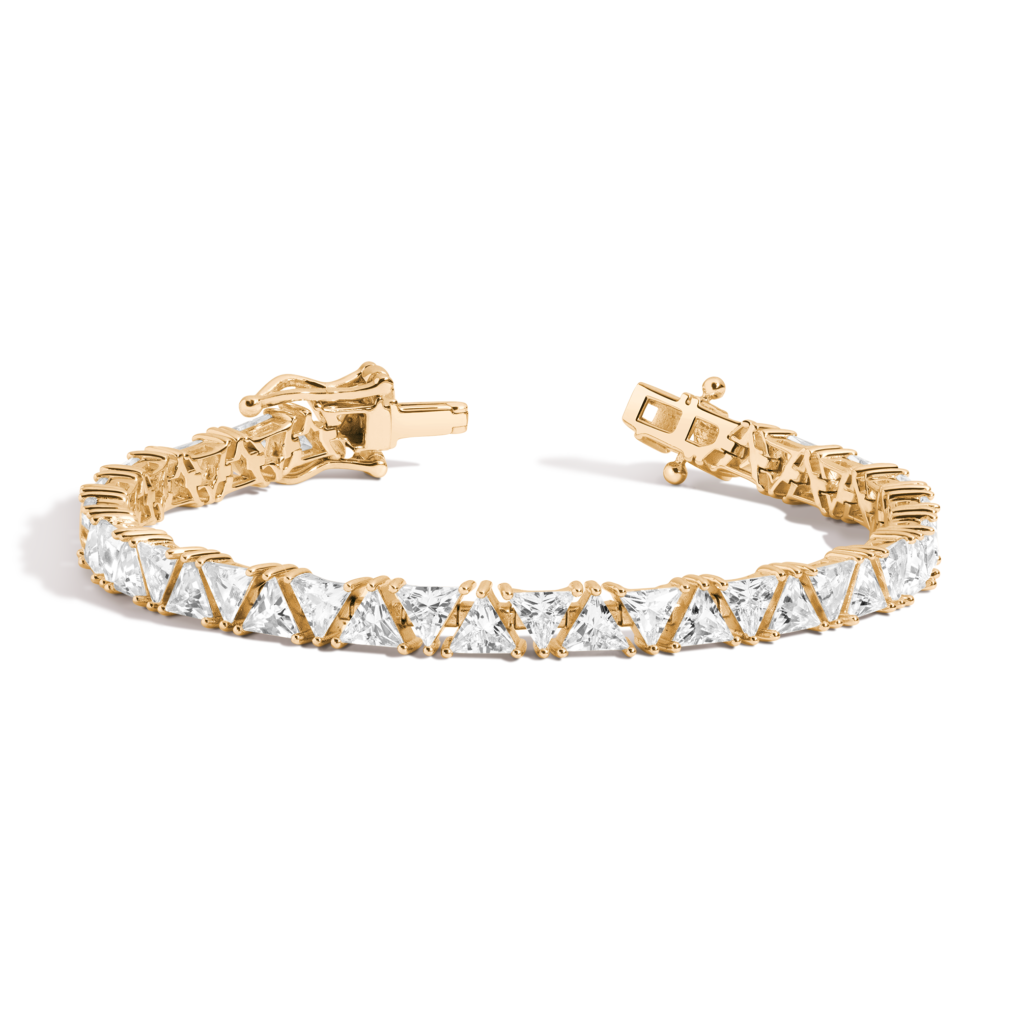 Lab Grown White Sapphire Trillion Tennis Bracelet