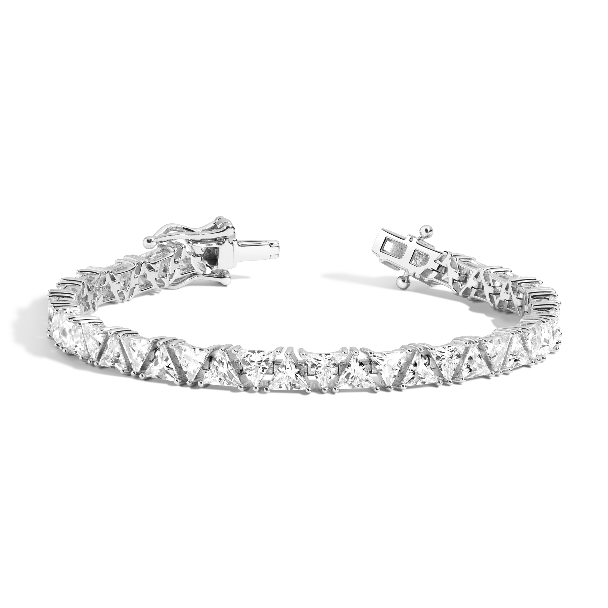Lab Grown White Sapphire Trillion Tennis Bracelet