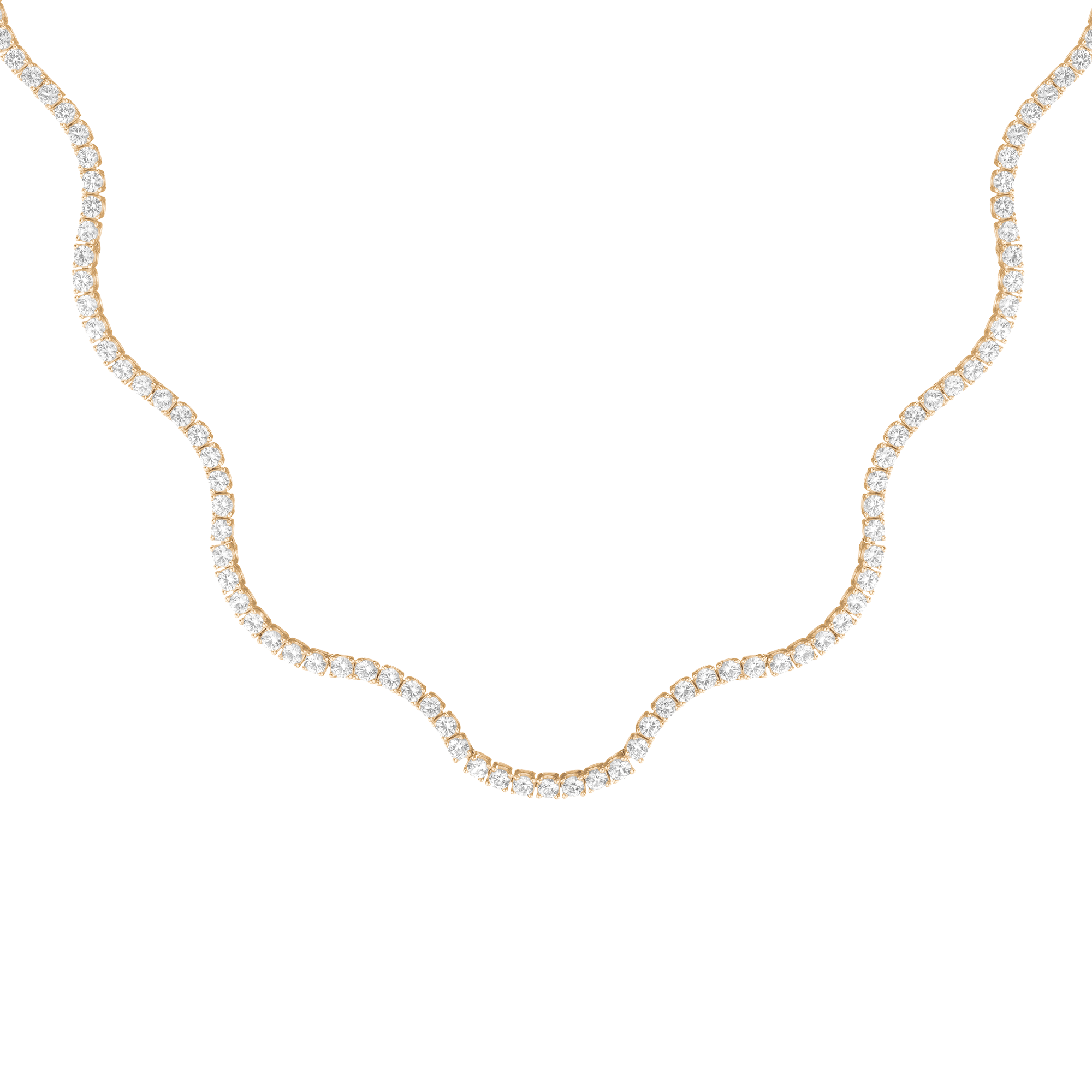 Lab Grown White Sapphire Wave Tennis Necklace