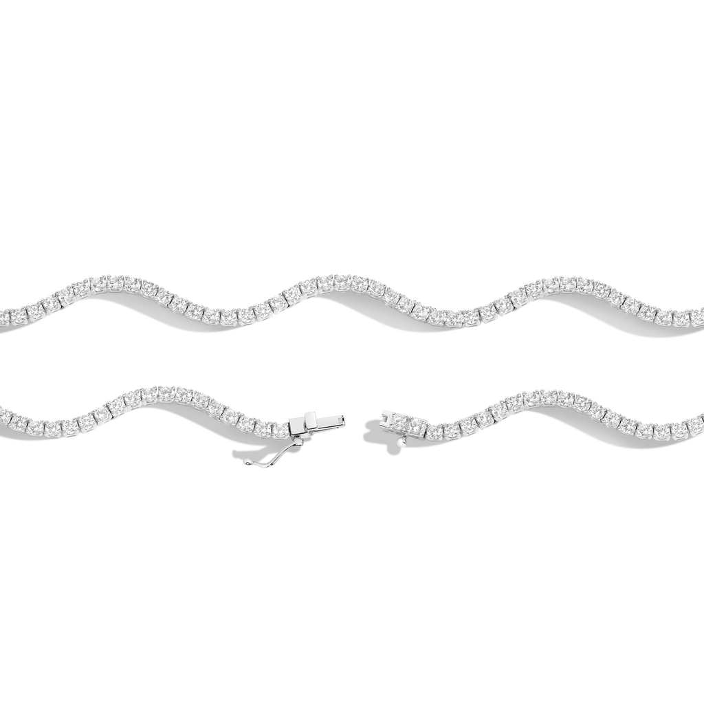 Lab Grown White Sapphire Wave Tennis Necklace