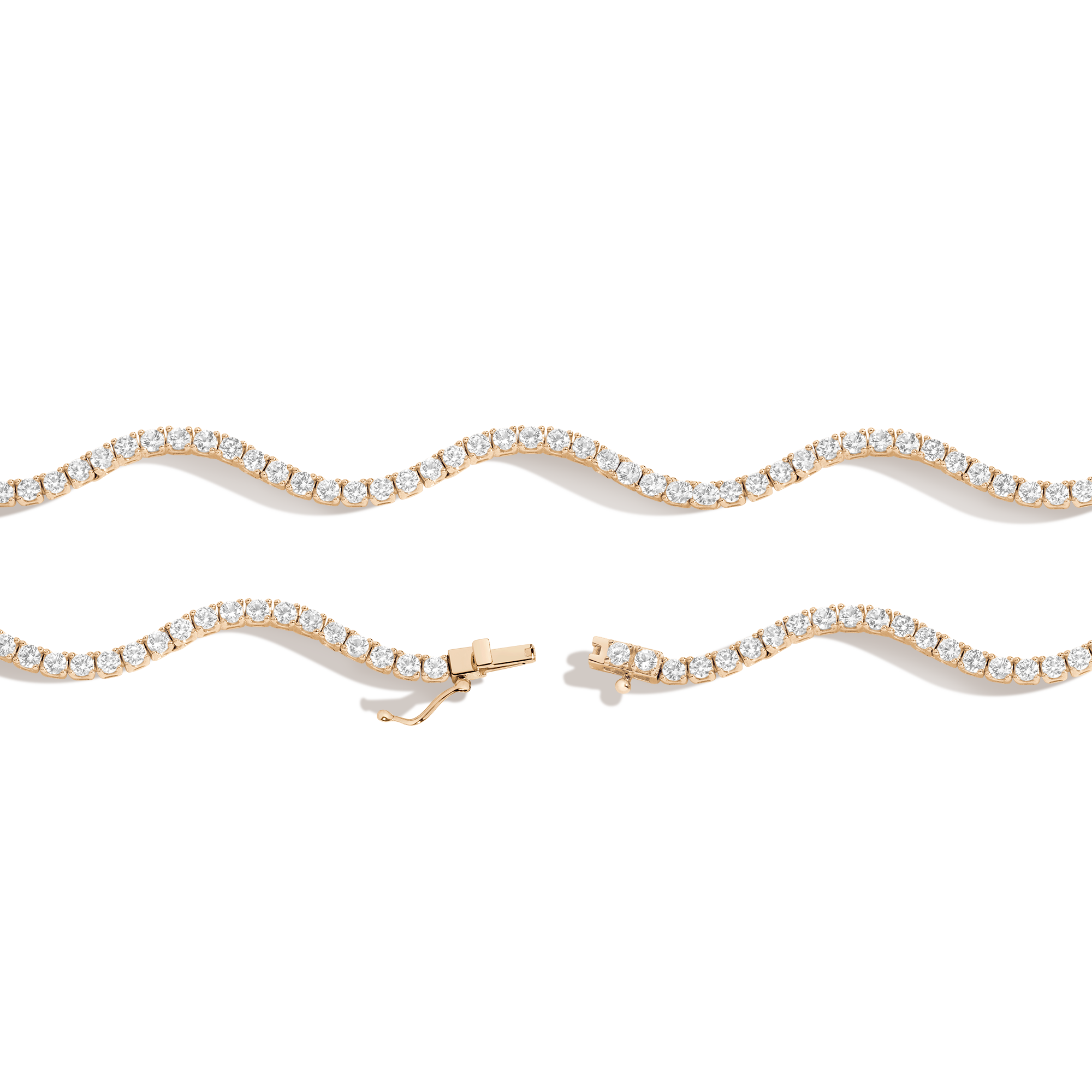 Lab Grown White Sapphire Wave Tennis Necklace