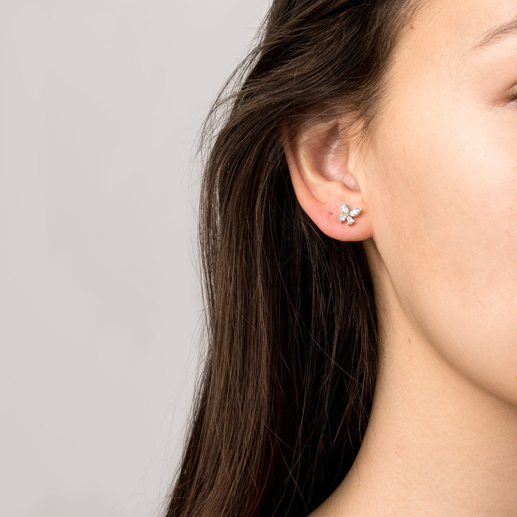 Lab Grown White Sapphire Butterfly Earrings