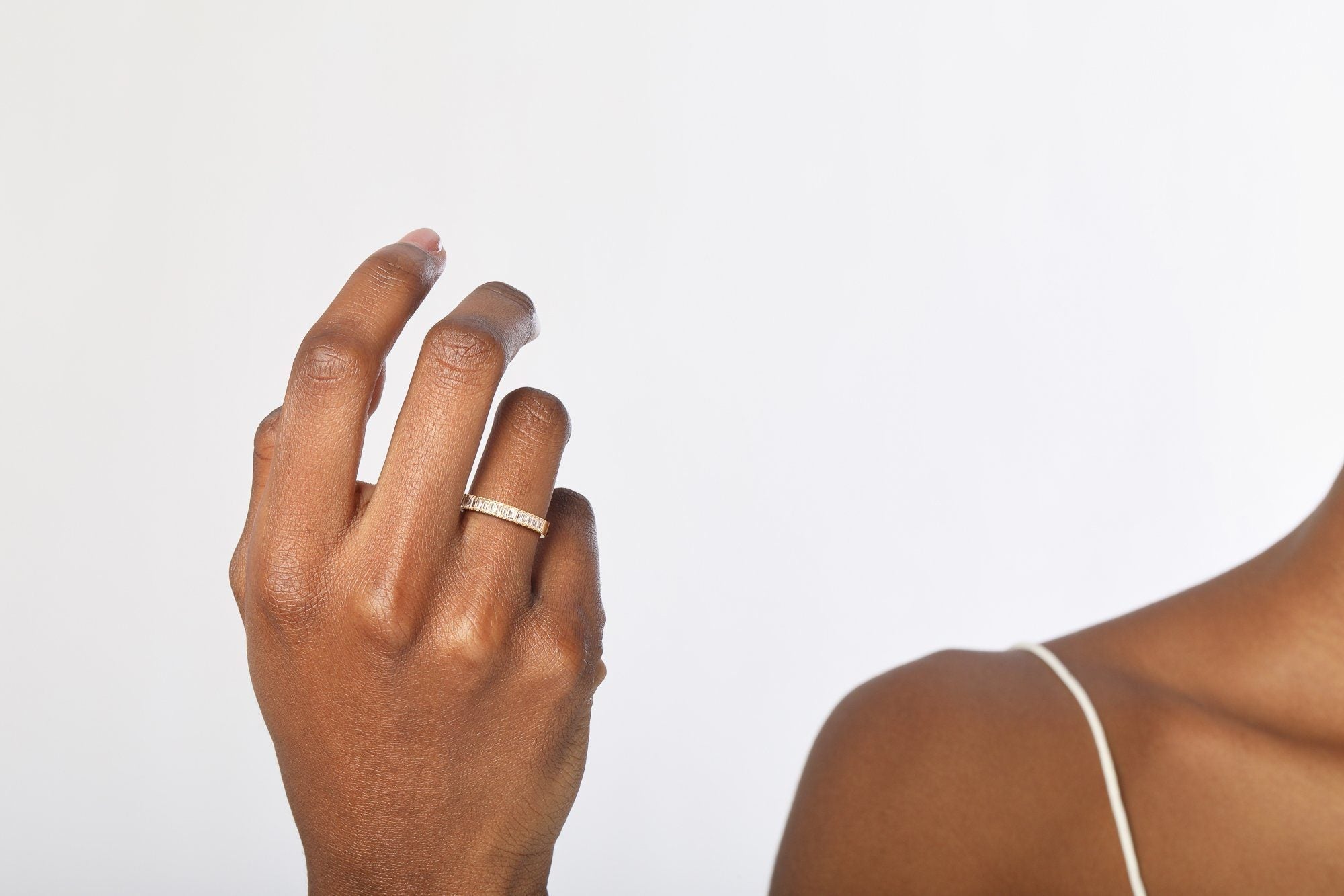 Bold Half Diamond Baguette Ring