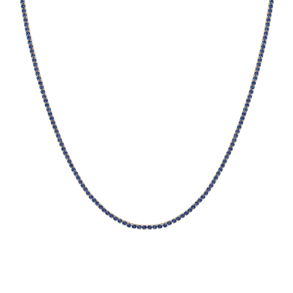 Lab Grown Blue Sapphire Tennis Necklace