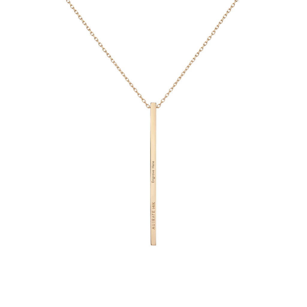 Long Gold Bar Drop Necklace