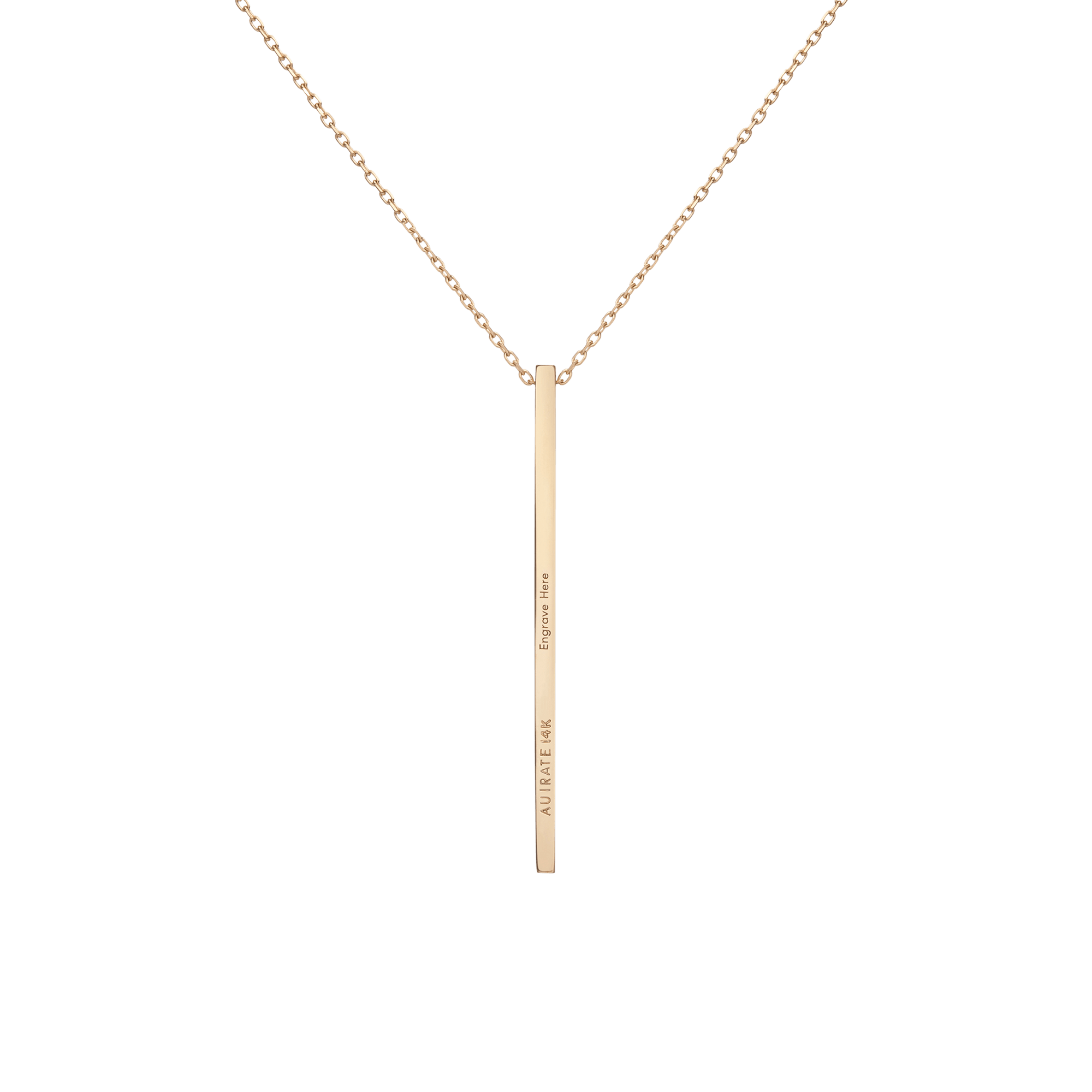 Long Gold Bar Drop Necklace