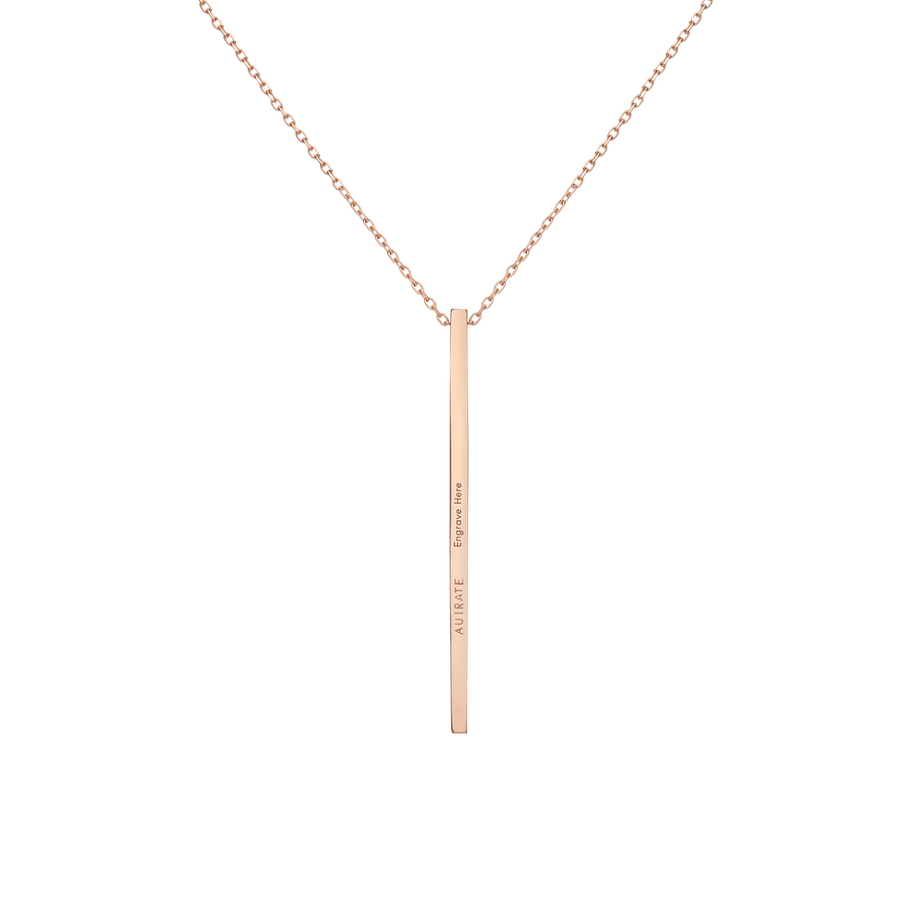 Long Gold Bar Drop Necklace