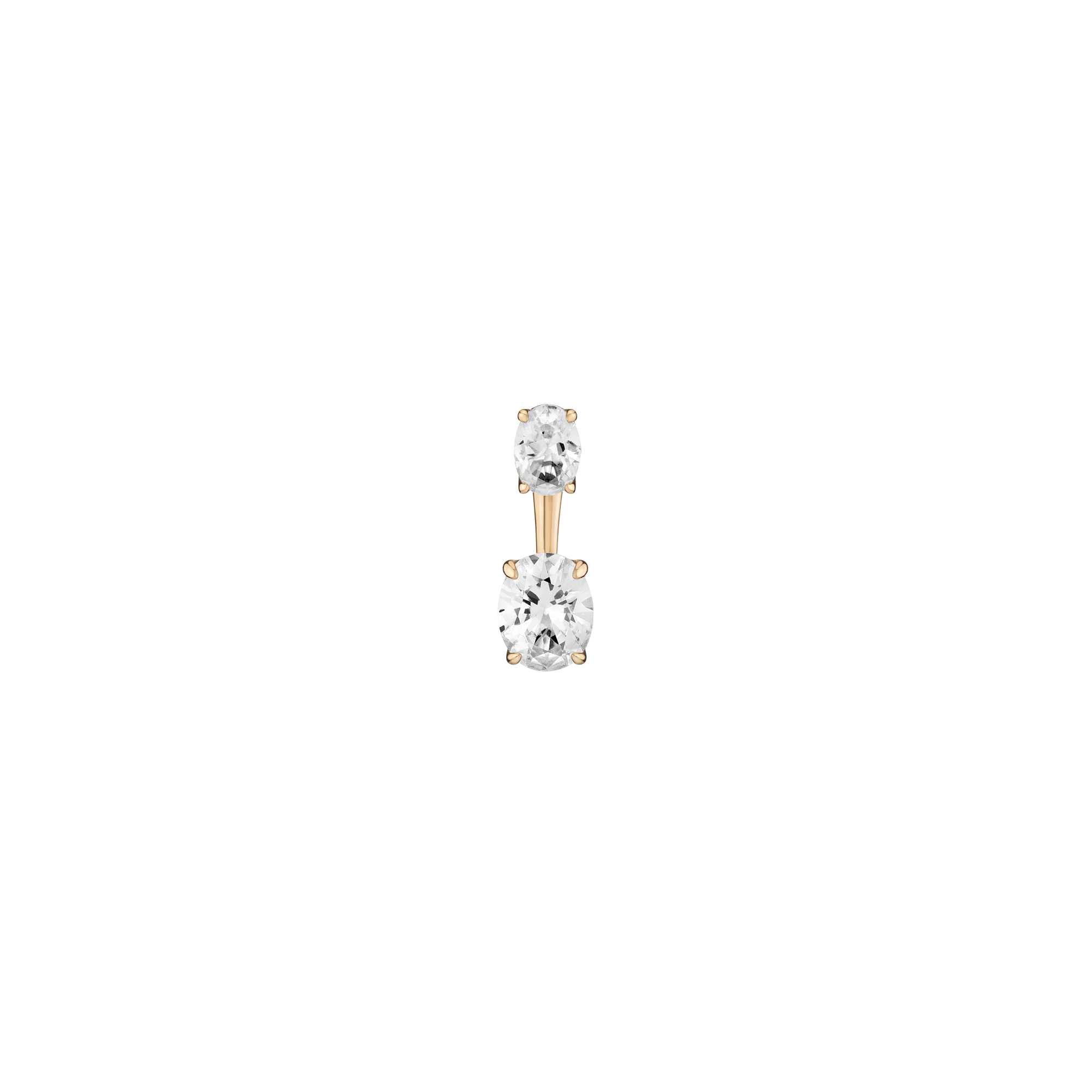 Lab Grown White Sapphire Ear Jacket - Oval Bottom Stone