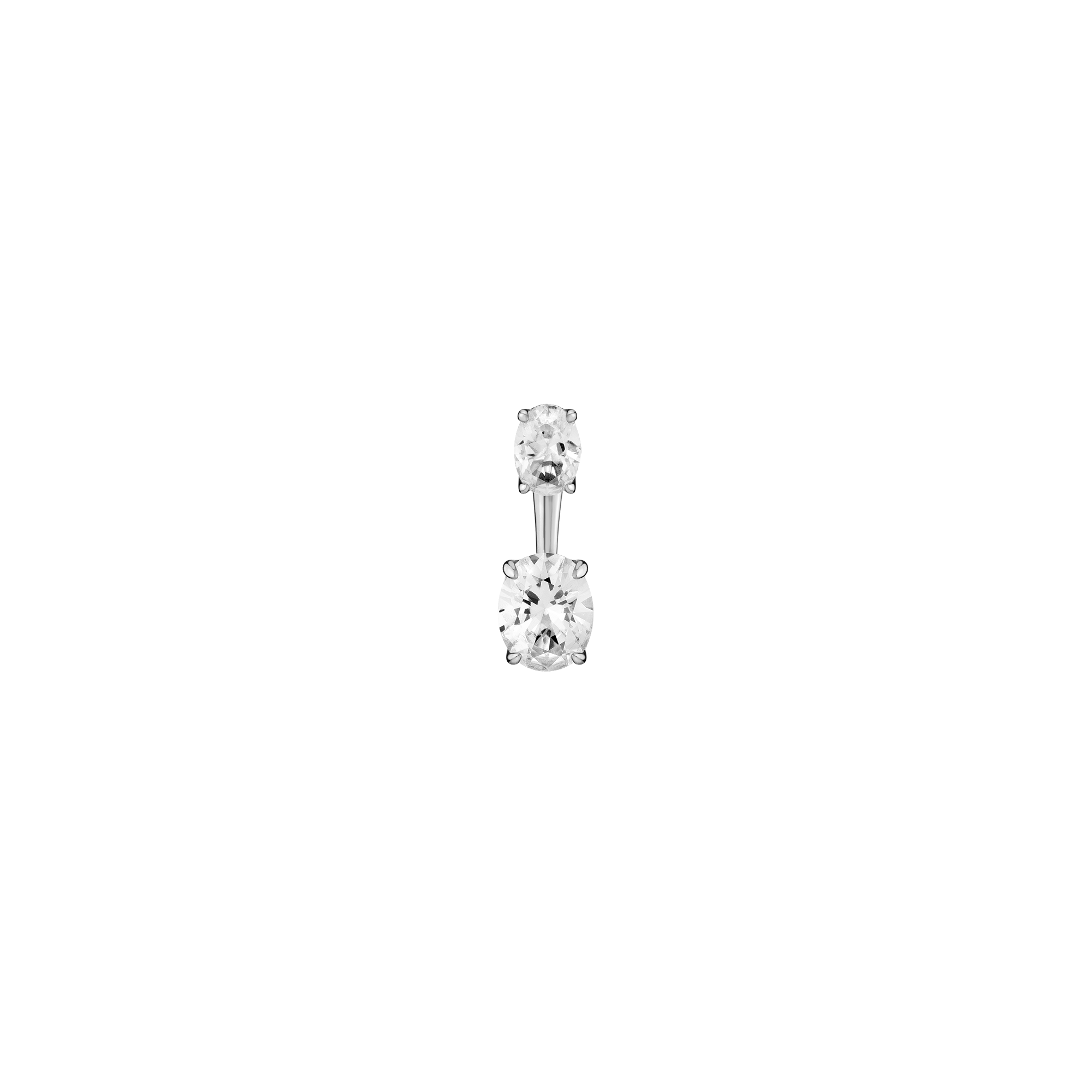 Lab Grown White Sapphire Ear Jacket - Oval Bottom Stone