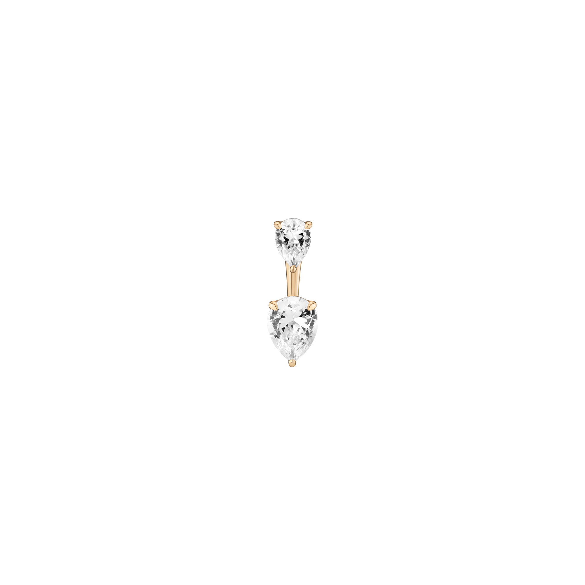 Lab Grown White Sapphire Ear Jacket - Pear Bottom Stone